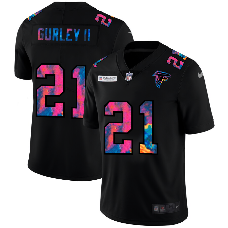 NFL Atlanta Falcons #21 Todd Gurley II Men Nike MultiColor Black 2020  Crucial Catch Vapor Untouchable Limited Jersey